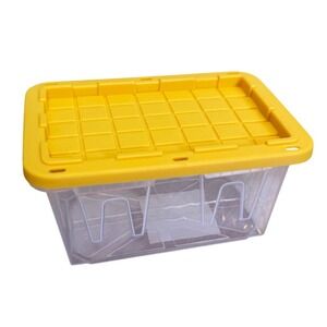 Lowe's Project Source Teeny‎ Tote Yellow Lid Clear Mini Storage Bin Made in USA